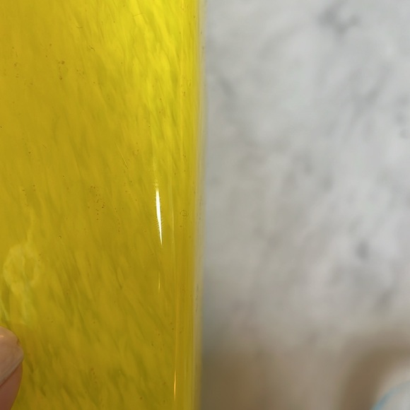 Bright yellow Murano style glass vase 7” tall, 3x3 width - hand blown - Picture 2 of 3